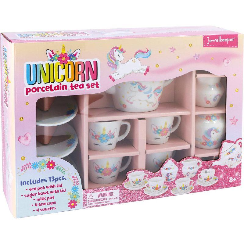 Jewelkeeper Porcelain Tea Party Set for Little Girls - Pink - 13 Pieces