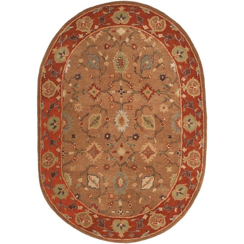 Heritage HG952 Hand Tufted Area Rug - Moss/Rust - 4'6"x6'6" Oval - Safavieh.