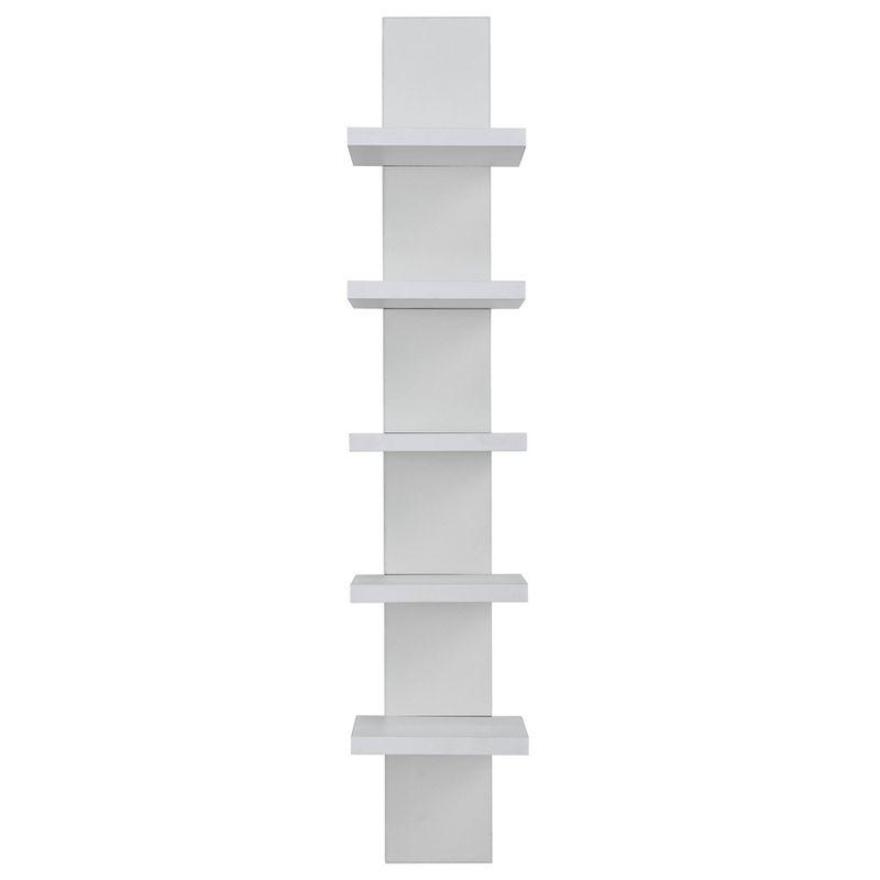 White 5-Tier Floating Wall Shelf for Living Room or Bedroom