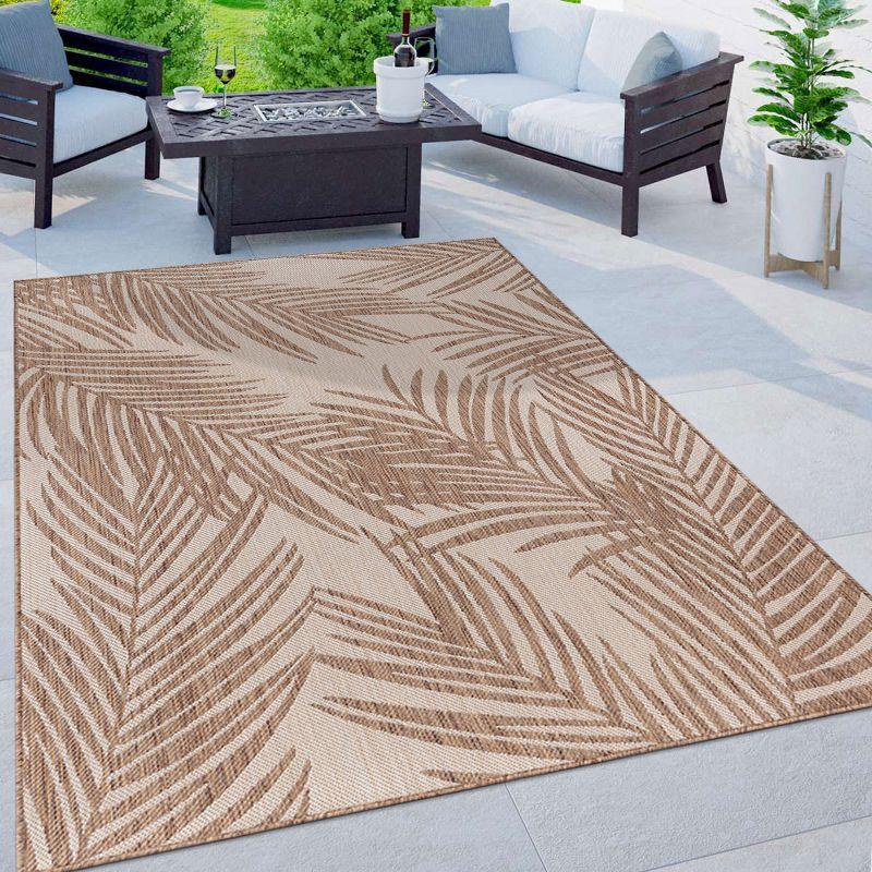 World Rug Gallery Contemporary Distressed Leaves Textured Flat Weave Indoor/Outdoor Area Rug - BROWN 7'10"X10'