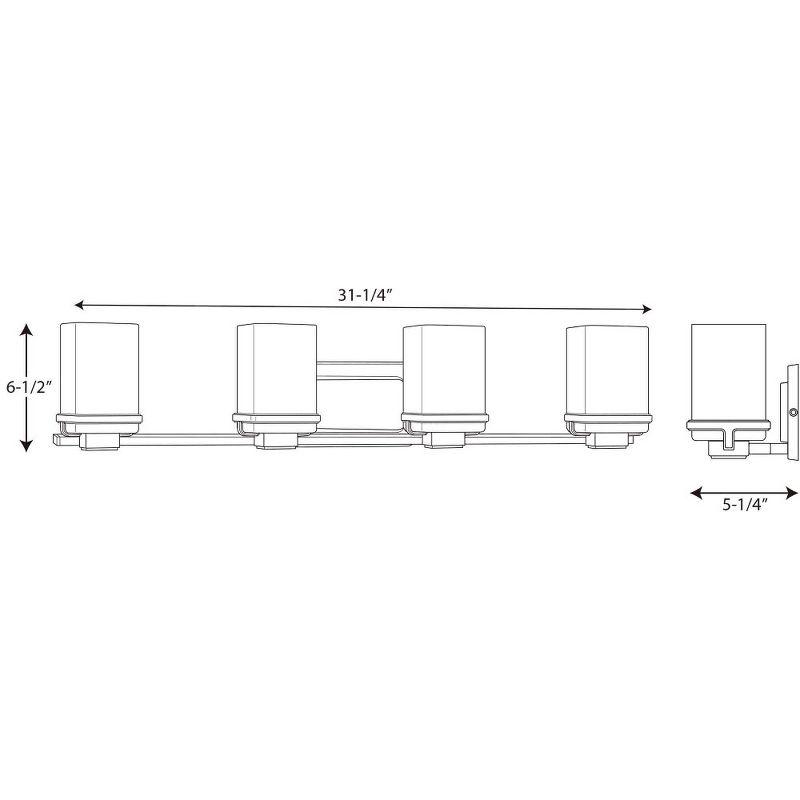 Progress Lighting Metric 4-Light Bath & Vanity, Steel, Polished Chrome, Etched Opal Glass Shade