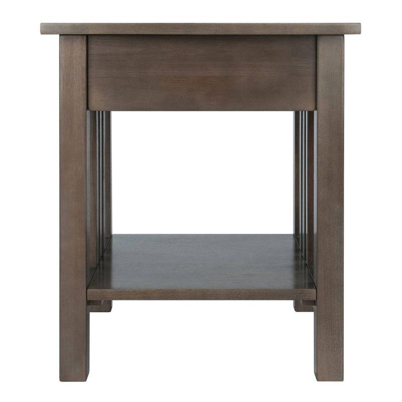 Transitional Stafford Oyster Gray Wood End Table with Storage