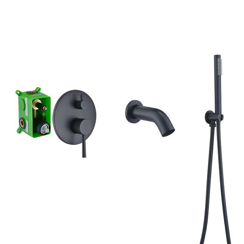 Matte Black Wall Mount Bathtub Faucet with Hand Shower