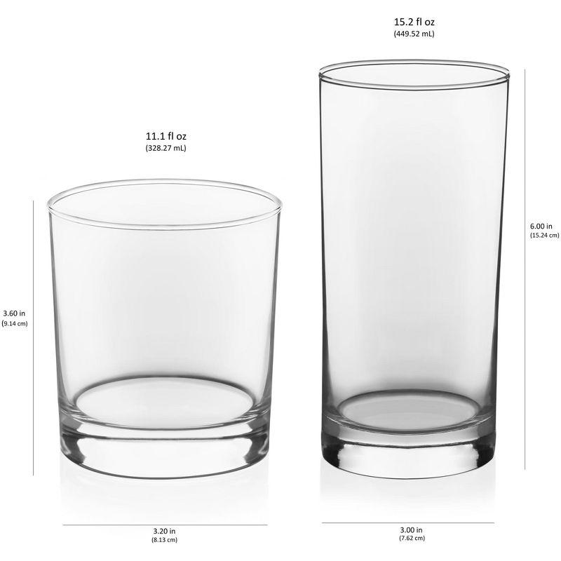 24-Piece Tumbler And Rocks Glass Set, Elegant Drinkware Glasses Set With Tumbler And Rock Glasses, Clear Drinking Glasses Set With Modern Lines