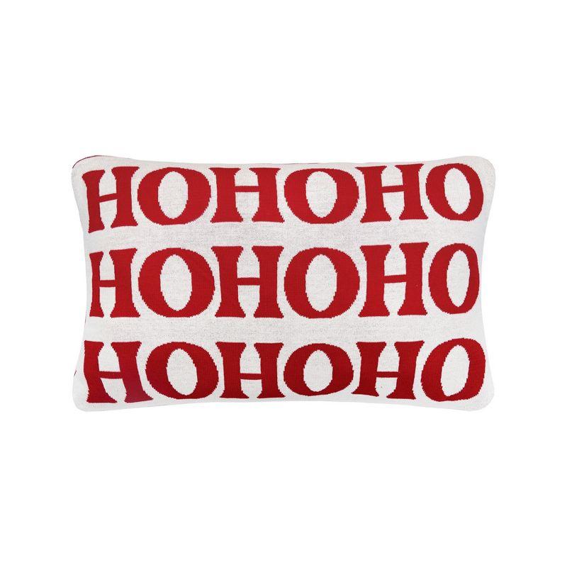 Ho Ho Ho Reversible Knitted Throw Pillow