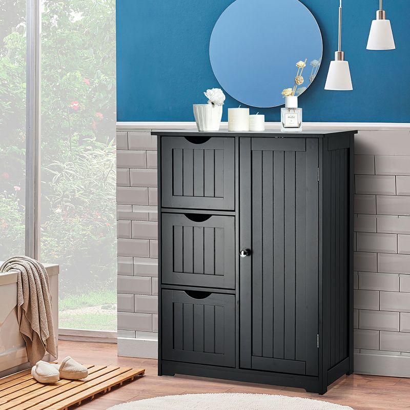 Black MDF Storage Cabinet with Adjustable Shelving