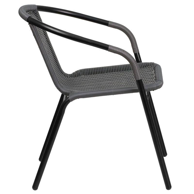 Flash Furniture Lila 2 Pack Gray Rattan Indoor-Outdoor Restaurant Stack Chair