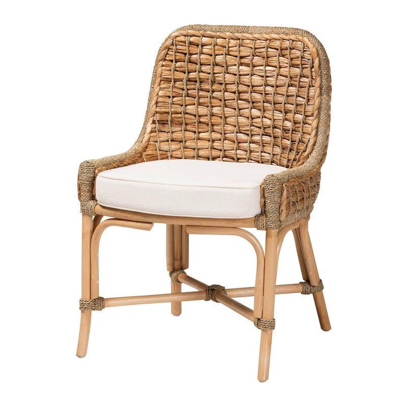 Kyle Woven Rattan Dining Side Chair with Cushion White/Natural - bali & pari