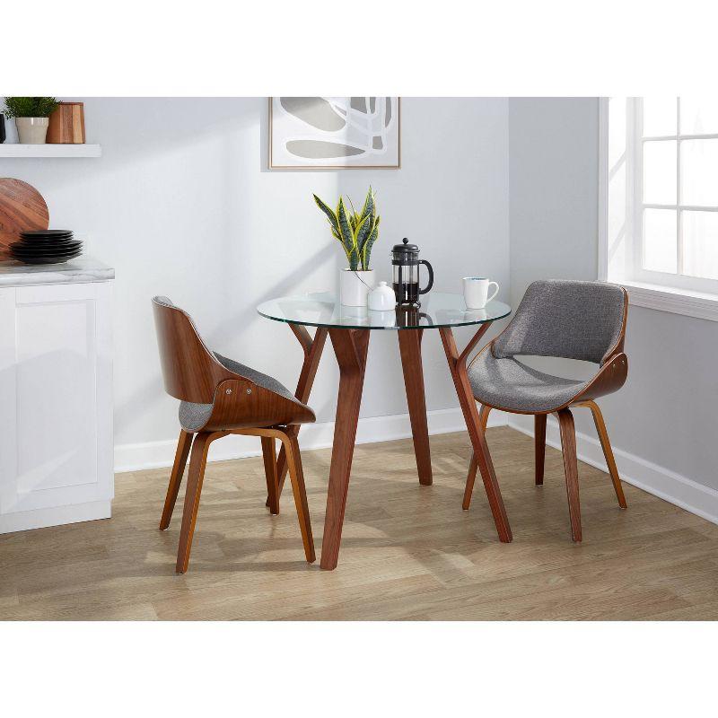 LumiSource 3pc Folia Fabrizzi Dining Set Walnut Wood Glass/Gray