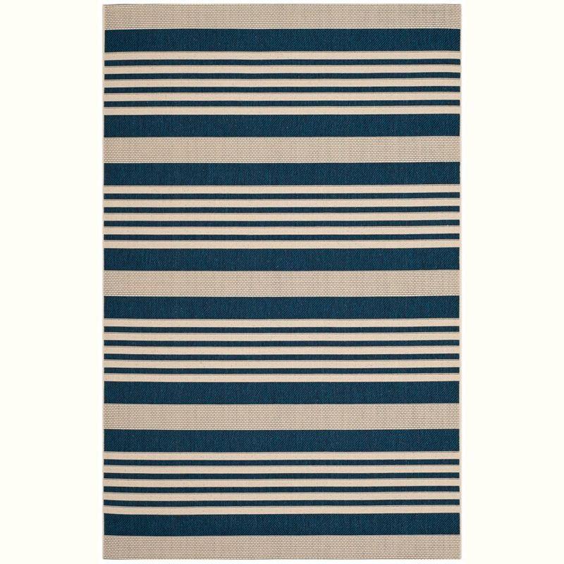 Courtyard CY6062 Power Loomed Indoor/Outdoor Area Rug - Navy/Beige - 6'7"x9'6" - Safavieh.