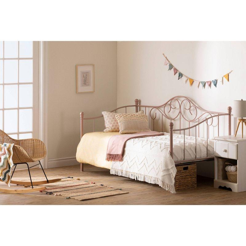 Princess Twin Pink Metal Daybed with Headboard and Slats