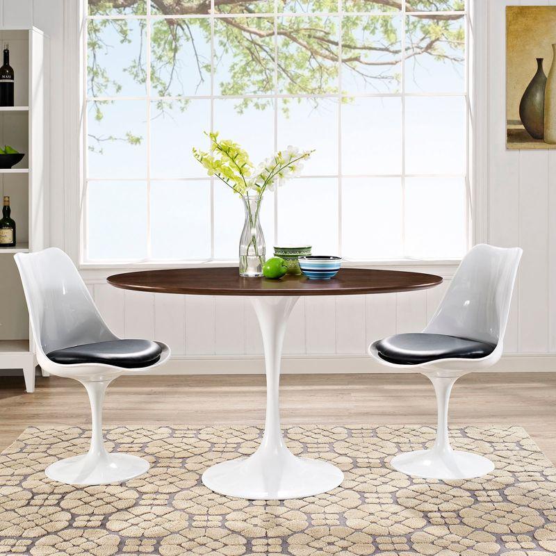 48" Lippa Oval Walnut Dining Table Walnut - Modway: Sleek Modern Pedestal, Seats 4