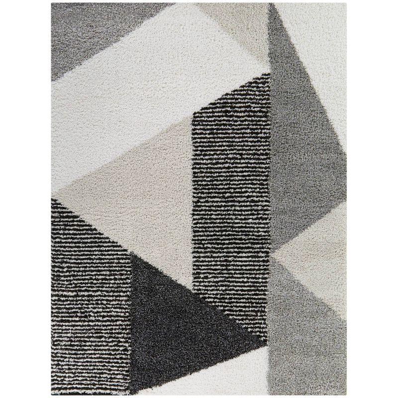 Gray Geometric 5' x 7' Shag Area Rug