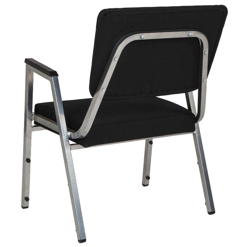 Elegant Stacking Black Fabric & Silver Metal Reception Arm Chair