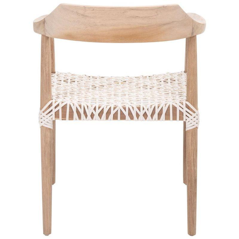 Munro Leather Woven Accent Chair - ACH1005 - Natural/White - Safavieh