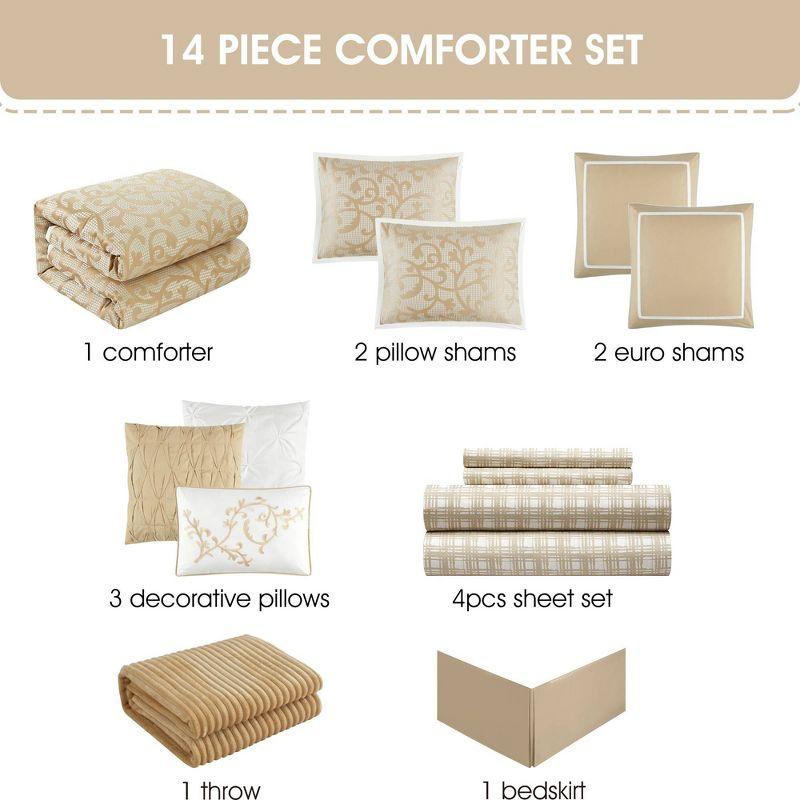 Nanshing America, Inc Janella 14 Piece Luxury Glam Comforter Set