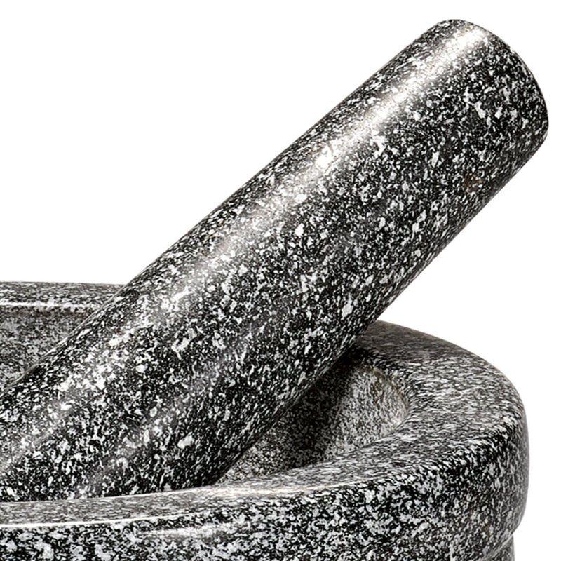 Cilio, Granite Mortar and Pestle, 6.75" round x 2.25" deep, natural green,