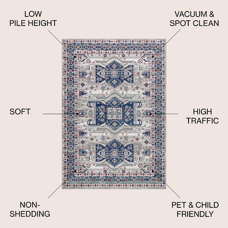 4'x6' Modern Persian Vintage Moroccan Area Rug, Light Grey/Blue - JONATHAN Y