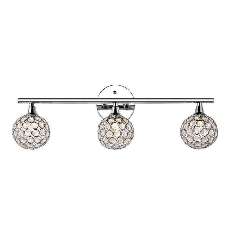 JONATHAN Y Maeve 23" 3-Light Iron/Glass Contemporary Glam LED Vanity Light, Chrome
