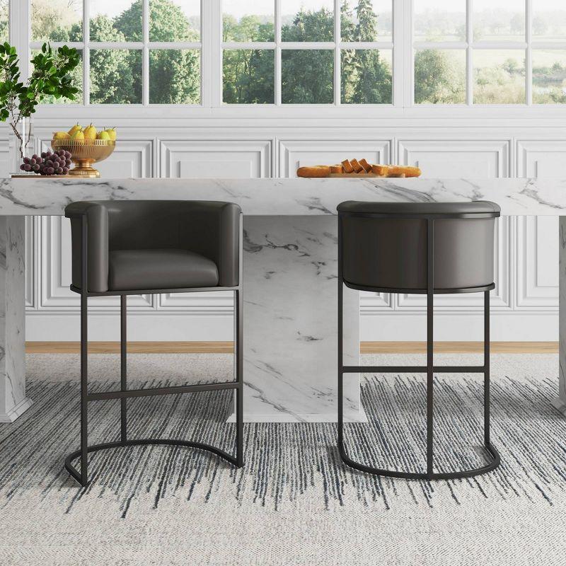 Manhattan Comfort Cosmopolitan Metal Counter Height Barstool Pebble: Upholstered, Low Back, Armrest