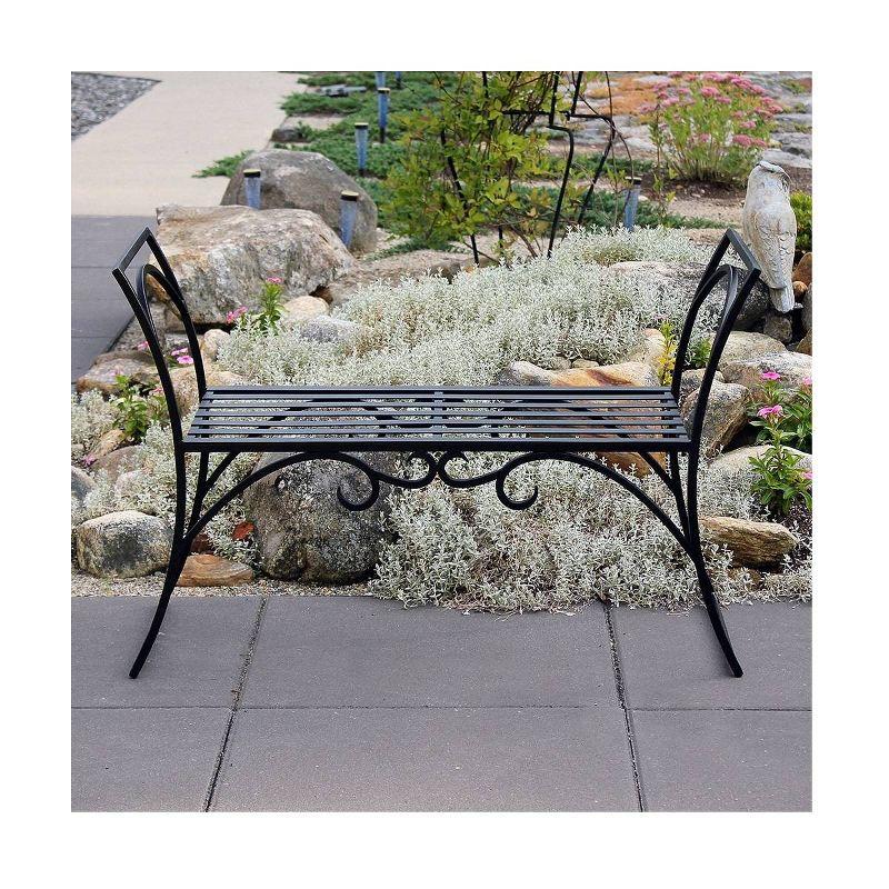 26.5" Wrought Iron Curved Arbor Bench Black - ACHLA Designs: Patio Seating, No Assembly Required