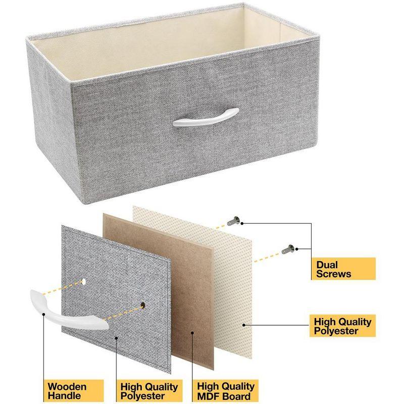 Sorbus Sorbus 8 Drawers Wide Dresser with Steel Frame, Wood Top, and Fabric Bins in White