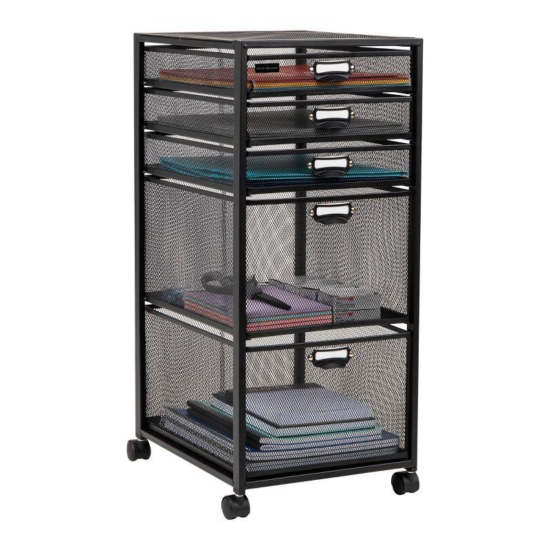 Mind Reader Cart with Drawers, Office Organizer, Utility Cart, Bathroom, Kitchen, Metal Mesh, 11"L x 14"W x 25"H