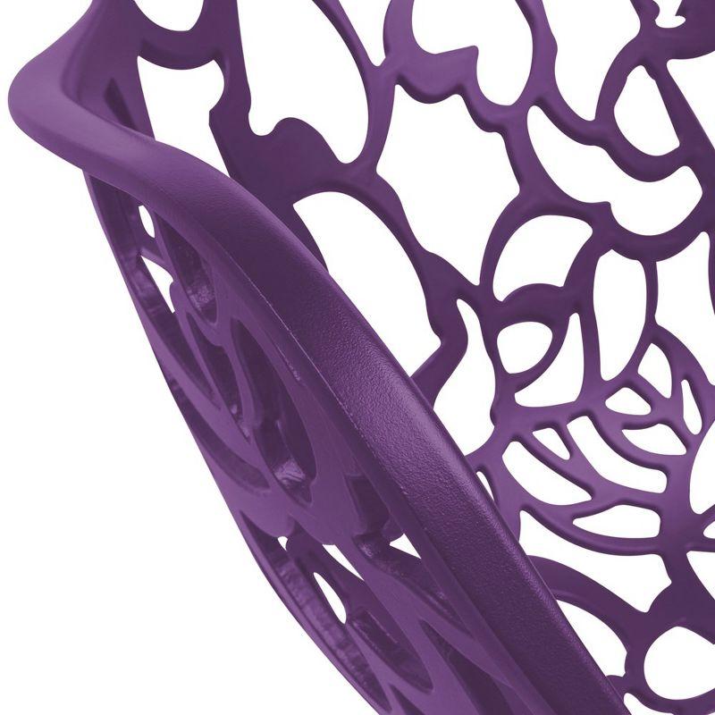LeisureMod Devon Aluminum Stackable Outdoor Dining Armchair Set of 2, Purple