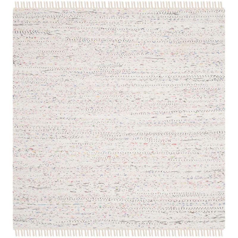 Rag Rug RAR121 Hand Woven Indoor Accent Rug - 4'x4' - Ivory/Multi - Safavieh