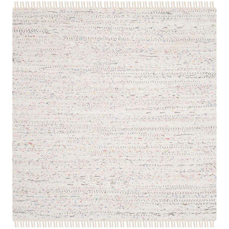 Rag Rug RAR121 Hand Woven Indoor Area Rug - Ivory/Multi - 8'x8' - Safavieh.