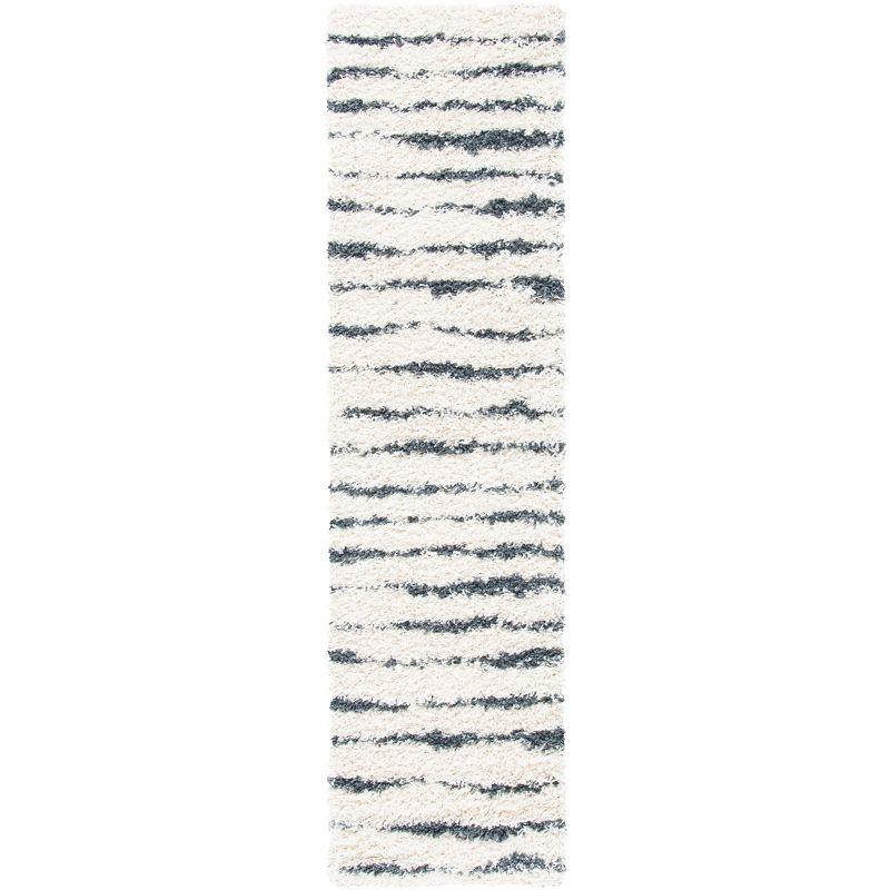 Venus Shag VNS603 Power Loomed Runner Rug - Ivory/Dark Grey - 2'2"x8' - Safavieh.