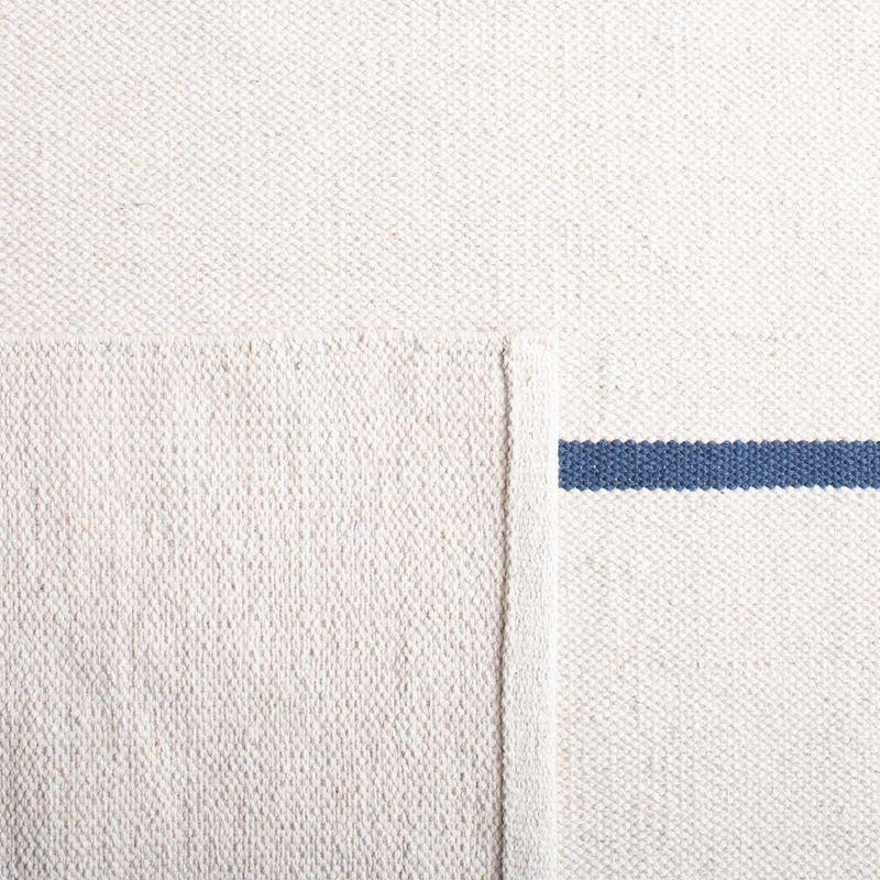 Ivory and Navy Handwoven Cotton Square Area Rug