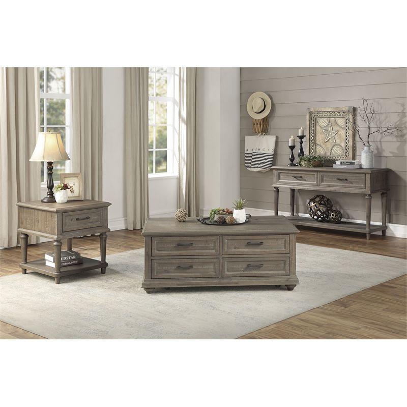 Cardano Wood 1 Drawer End Table in Driftwood Light Brown - Lexicon