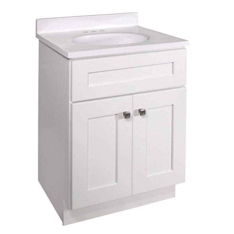 Brookings White Shaker 25" Bathroom Vanity with Marble Top