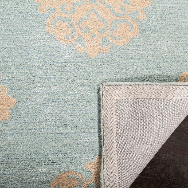 Turquoise Hand-Tufted Wool and Viscose Area Rug