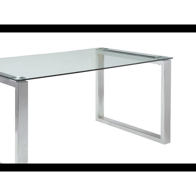 Clear Glass and Chrome Rectangular Dining Table for Six