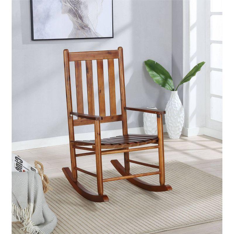 Golden Brown Acacia Wood Traditional Rocking Chair