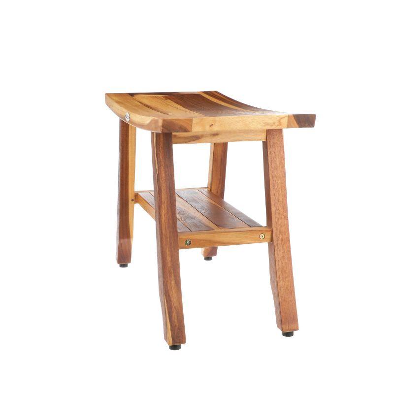 24" Satori ED991 Wide Teak Shower Stool for Shaving Legs - EcoDecors: Rectangular Bathroom Bench, Non-Upholstered