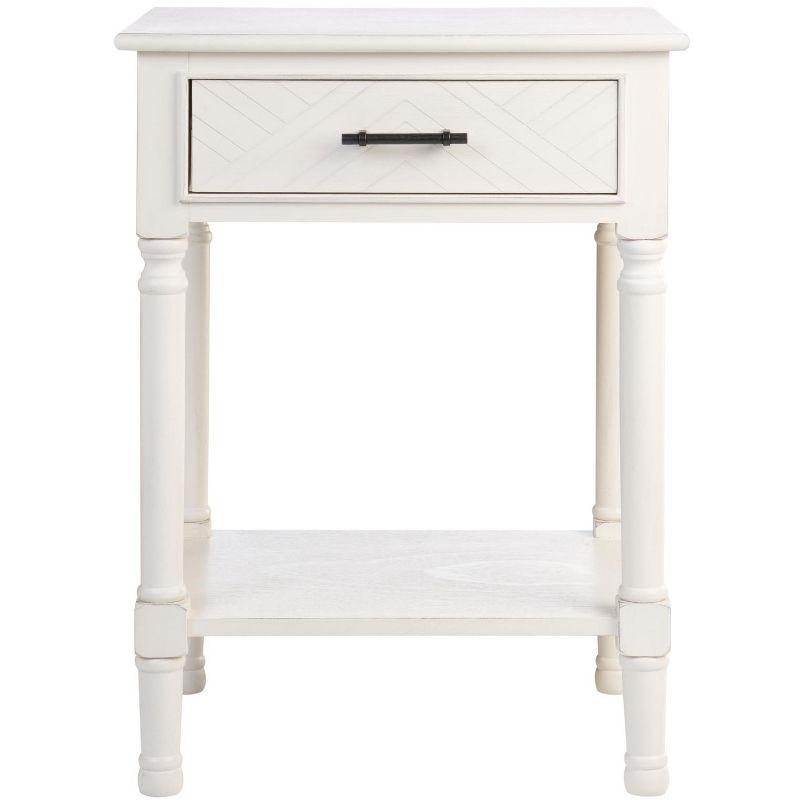 Peyton 1 Drawer Accent Table - Distressed White - Safavieh