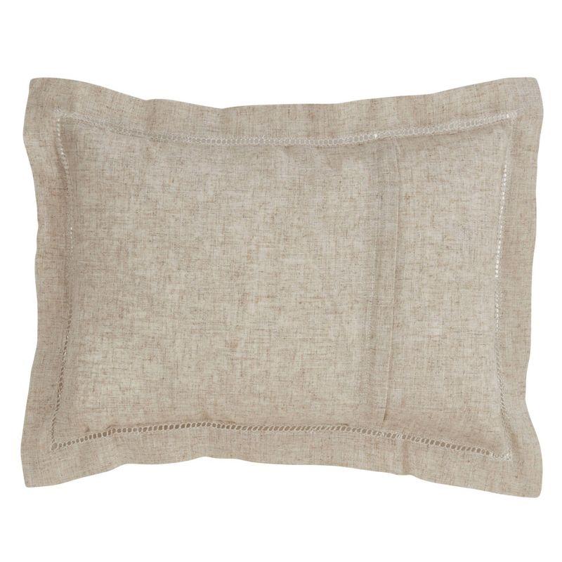 Natural Rectangular Hemstitched Down Filled Throw Pillow