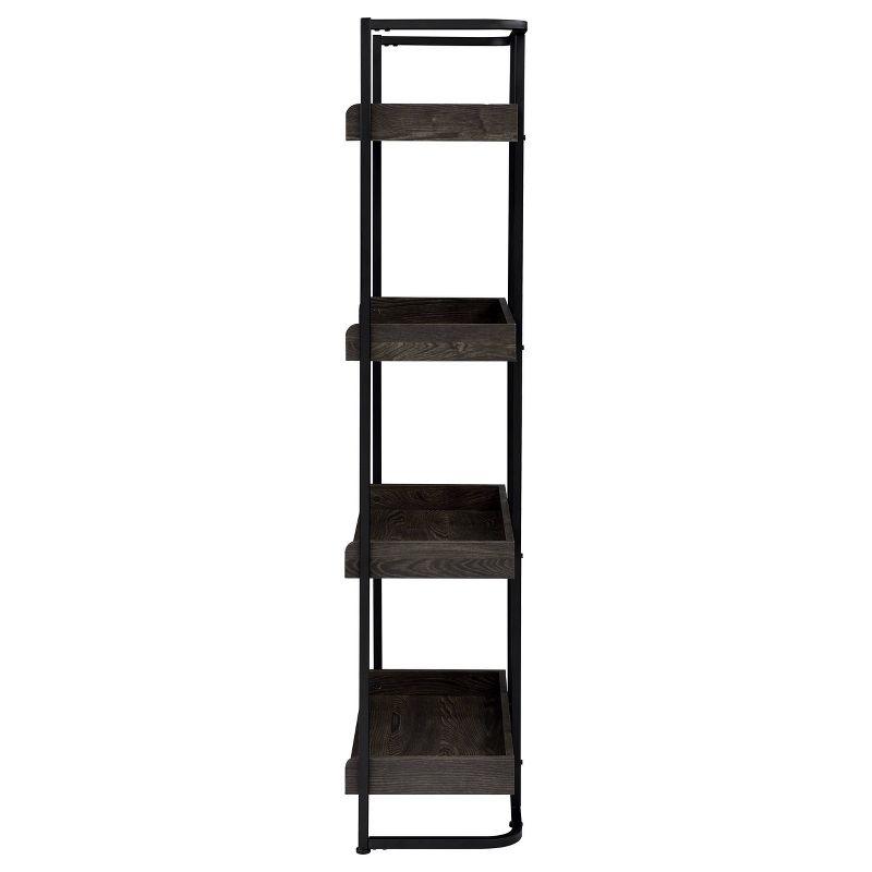67.5" Ember 4 Shelf Bookcase Dark Oak - Coaster: Modern Industrial Style, Melamine Veneer, Rounded Base