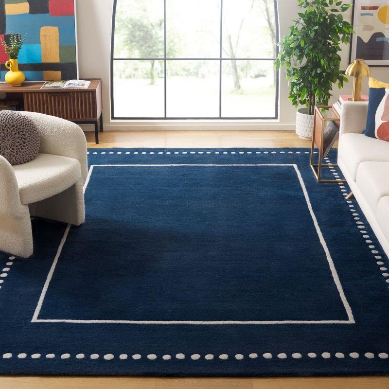 Navy Blue & Ivory Hand-Tufted Wool 8' x 10' Area Rug