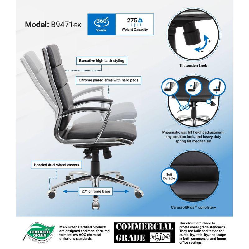 Black High-Back Leather Executive Swivel Office Chair