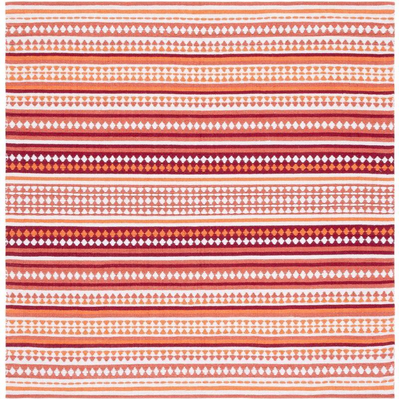 Montauk Ivory and Orange Handwoven Cotton Area Rug