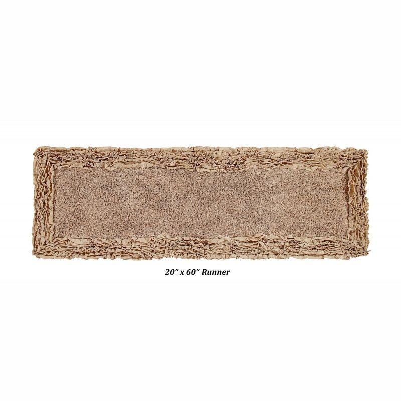 Better Trends Shaggy Boader 100% Cotton Tufted Non- Slip Backing Bath Rug 20" x 60" Runner - Beige