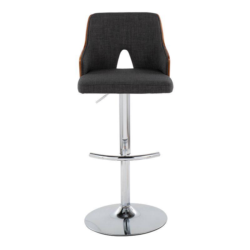 LumiSource Set of 2 Stella Adjustable Swivel Barstools Chrome/Walnut Wood/Charcoal