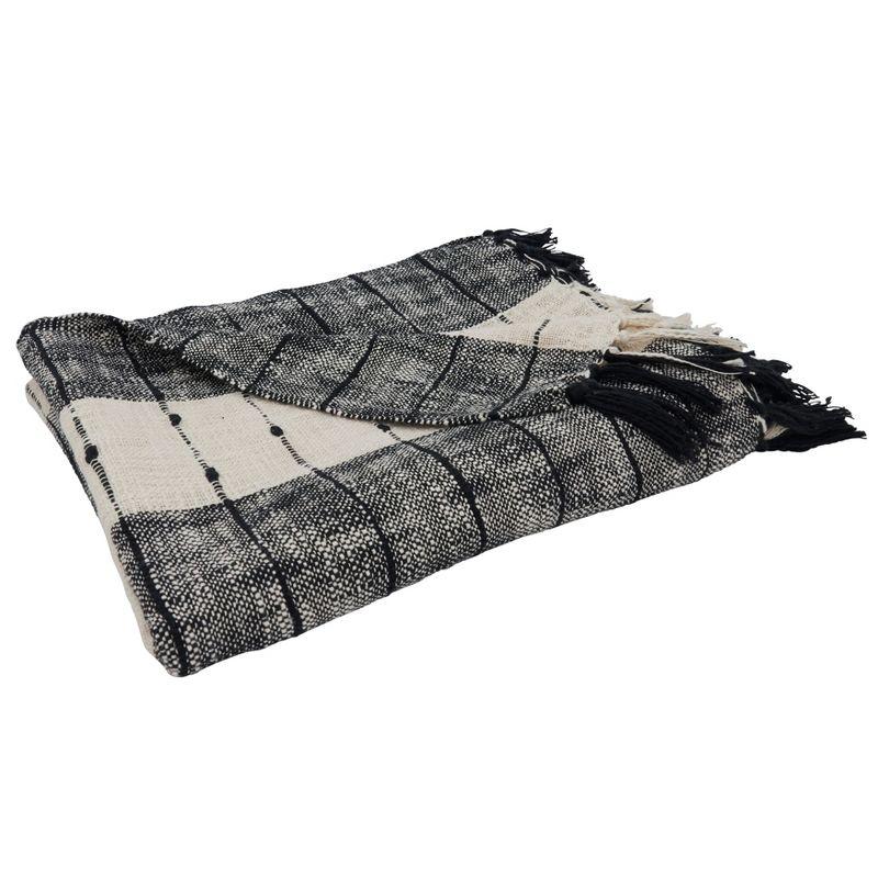 Black and White Striped Cotton Throw Blanket