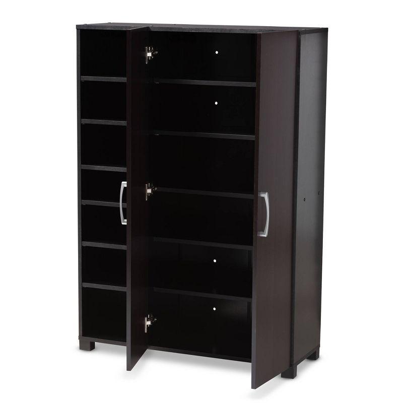 Marine Finished 2 Door Wood Entryway Shoe Storage Cabinet with Open Shelves Brown - Baxton Studio: Organizer for Closet, Wenge Finish