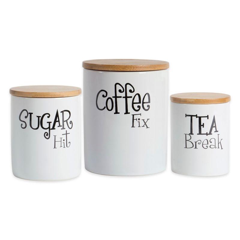 Everly Quinn 3 Pcs Ceramic Canisters Set for Sugar Coffee Tea, Luxurious Storage Containers Sets with Lids (Set of 3)