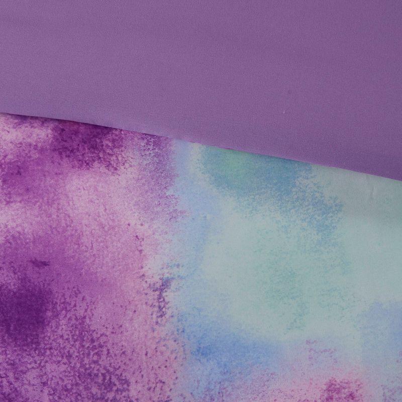 Cassiopeia Watercolor Tie Dye Printed Comforter Set with Throw Pillow